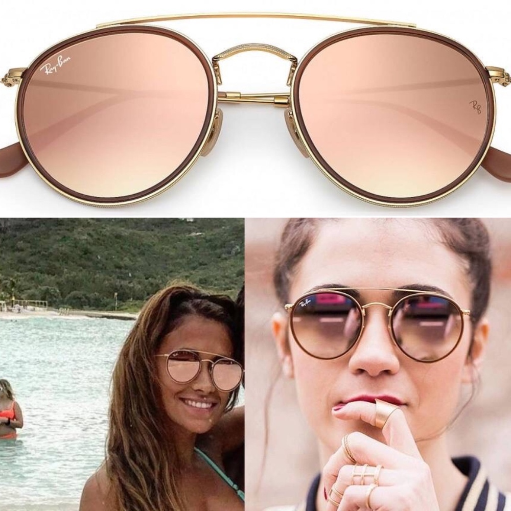 RAY-BAN DOUBLE BRIDGE rose gold /copper sunglasses